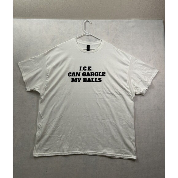 Gildan Other - Anti Ice Funny Political Protest Graphic Shirt White Men 3XL Gildan Heavy Cotton